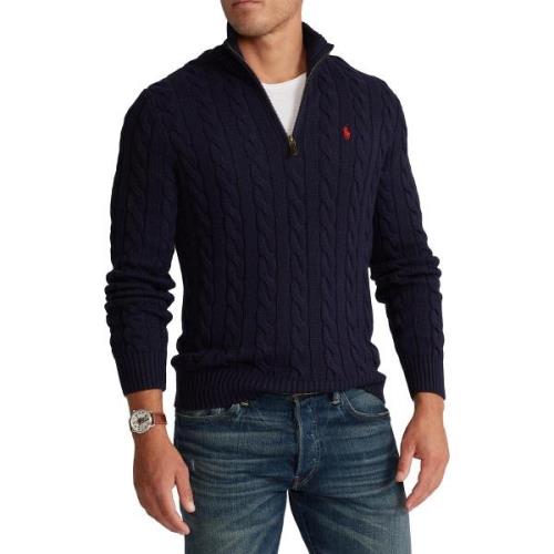 Pull col montant zippé torsadée en coton