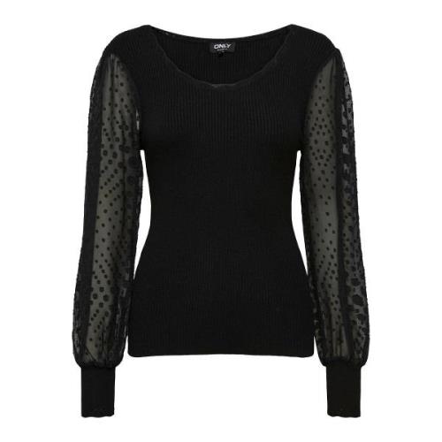 Pull en fine maille, manches en tulle