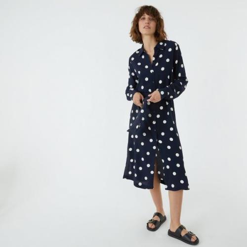 Robe-chemise à pois, longueur midi