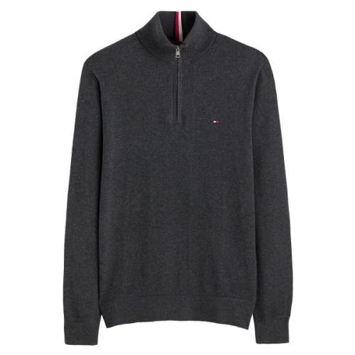 Pull col montant zippé en coton et cachemire