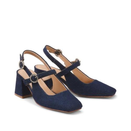 Chaussures babies slingback en denim Dinane