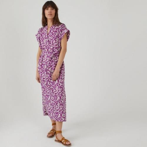 Robe longue col Mao en coton, imprimé fleurs