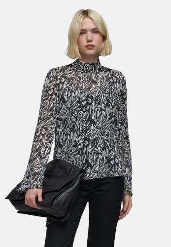 Blouse manches longues imprimée col montant