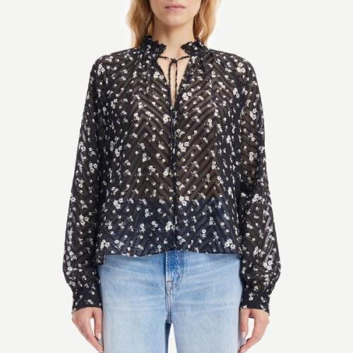 Blouse col montant imprimé graphique